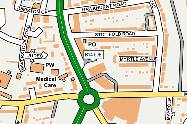 B14 5JE map - OS OpenMap – Local (Ordnance Survey) B14 5JE map - OS OpenMap – Local (Ordnance Survey)