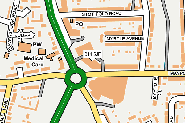 B14 5JF map - OS OpenMap – Local (Ordnance Survey) B14 5JF map - OS OpenMap – Local (Ordnance Survey)