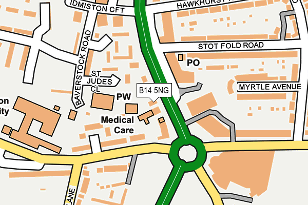 B14 5NG map - OS OpenMap – Local (Ordnance Survey) B14 5NG map - OS OpenMap – Local (Ordnance Survey)