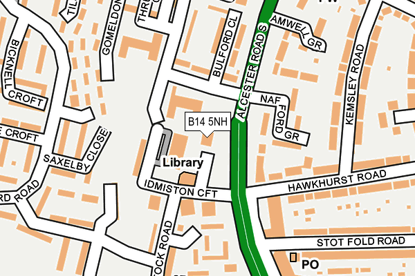 B14 5NH map - OS OpenMap – Local (Ordnance Survey) B14 5NH map - OS OpenMap – Local (Ordnance Survey)
