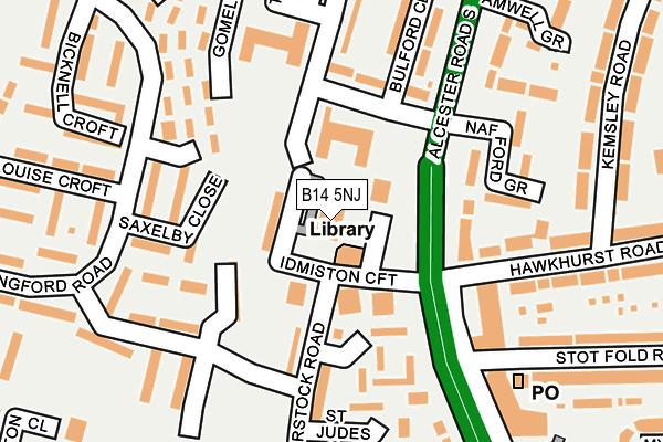 B14 5NJ map - OS OpenMap – Local (Ordnance Survey) B14 5NJ map - OS OpenMap – Local (Ordnance Survey)