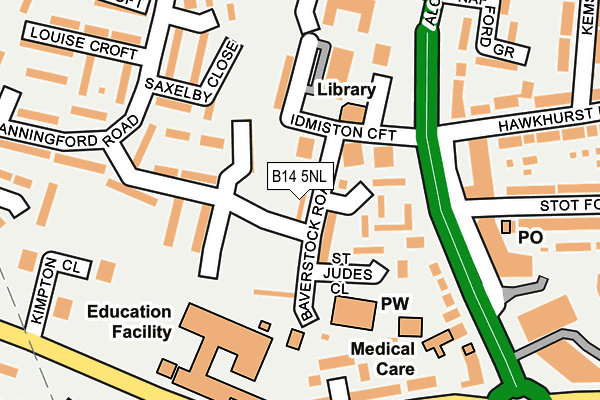 B14 5NL map - OS OpenMap – Local (Ordnance Survey) B14 5NL map - OS OpenMap – Local (Ordnance Survey)