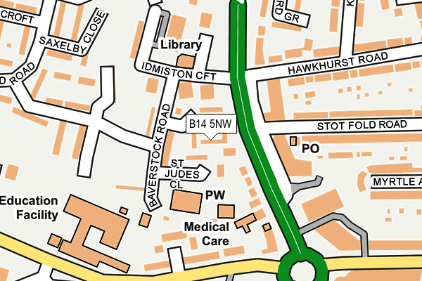B14 5NW map - OS OpenMap – Local (Ordnance Survey) B14 5NW map - OS OpenMap – Local (Ordnance Survey)