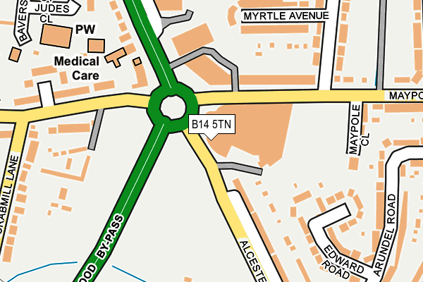 B14 5TN map - OS OpenMap – Local (Ordnance Survey) B14 5TN map - OS OpenMap – Local (Ordnance Survey)