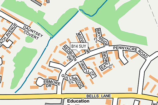 B14 5UY map - OS OpenMap – Local (Ordnance Survey) B14 5UY map - OS OpenMap – Local (Ordnance Survey)