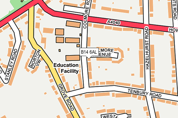 B14 6AL map - OS OpenMap – Local (Ordnance Survey) B14 6AL map - OS OpenMap – Local (Ordnance Survey)