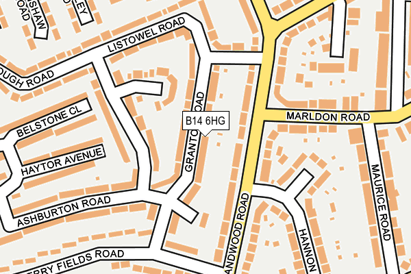 B14 6HG map - OS OpenMap – Local (Ordnance Survey) B14 6HG map - OS OpenMap – Local (Ordnance Survey)