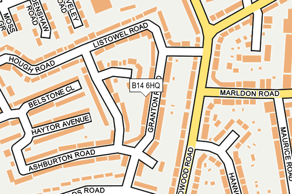B14 6HQ map - OS OpenMap – Local (Ordnance Survey) B14 6HQ map - OS OpenMap – Local (Ordnance Survey)