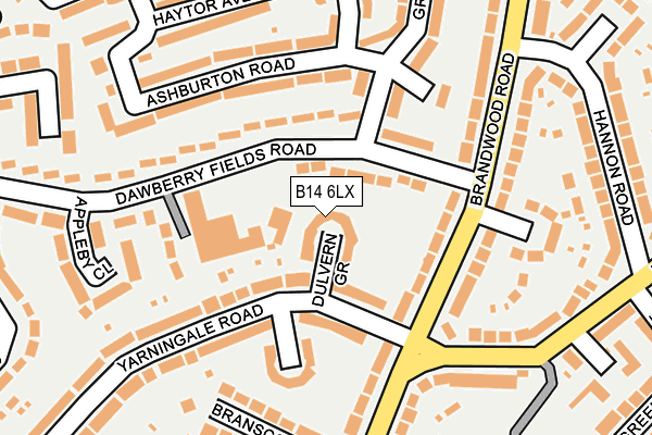 B14 6LX map - OS OpenMap – Local (Ordnance Survey) B14 6LX map - OS OpenMap – Local (Ordnance Survey)