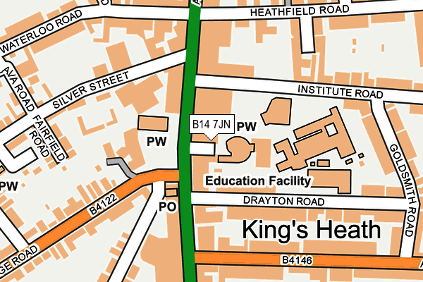 B14 7JN map - OS OpenMap – Local (Ordnance Survey) B14 7JN map - OS OpenMap – Local (Ordnance Survey)