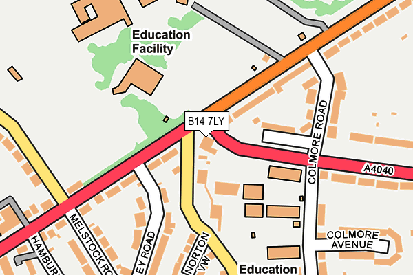 B14 7LY map - OS OpenMap – Local (Ordnance Survey) B14 7LY map - OS OpenMap – Local (Ordnance Survey)