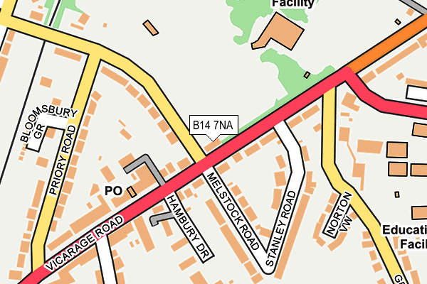 B14 7NA map - OS OpenMap – Local (Ordnance Survey) B14 7NA map - OS OpenMap – Local (Ordnance Survey)