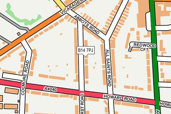 B14 7PJ map - OS OpenMap – Local (Ordnance Survey) B14 7PJ map - OS OpenMap – Local (Ordnance Survey)