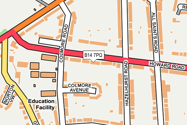 B14 7PQ map - OS OpenMap – Local (Ordnance Survey) B14 7PQ map - OS OpenMap – Local (Ordnance Survey)