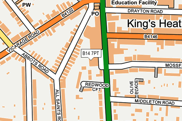B14 7PT map - OS OpenMap – Local (Ordnance Survey) B14 7PT map - OS OpenMap – Local (Ordnance Survey)