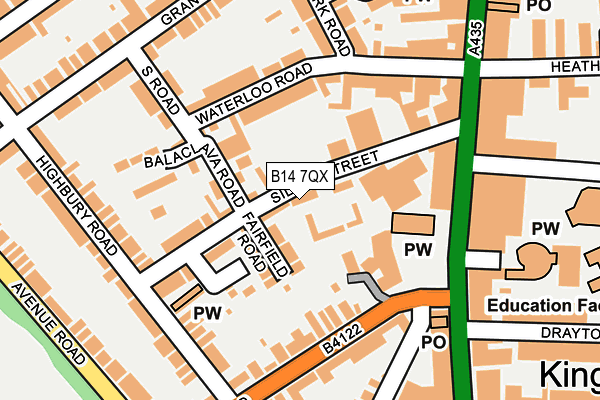 B14 7QX map - OS OpenMap – Local (Ordnance Survey) B14 7QX map - OS OpenMap – Local (Ordnance Survey)