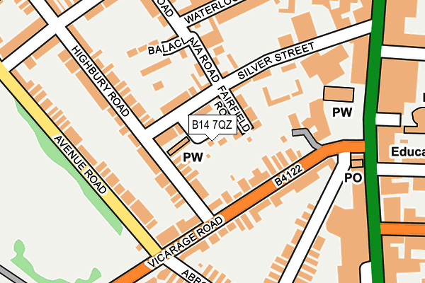 B14 7QZ map - OS OpenMap – Local (Ordnance Survey) B14 7QZ map - OS OpenMap – Local (Ordnance Survey)