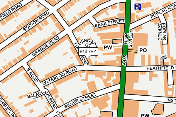 B14 7RZ map - OS OpenMap – Local (Ordnance Survey) B14 7RZ map - OS OpenMap – Local (Ordnance Survey)