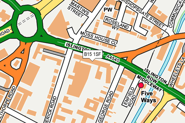 B15 1SF map - OS OpenMap – Local (Ordnance Survey) B15 1SF map - OS OpenMap – Local (Ordnance Survey)