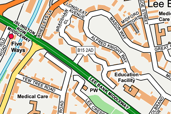 B15 2AD map - OS OpenMap – Local (Ordnance Survey) B15 2AD map - OS OpenMap – Local (Ordnance Survey)