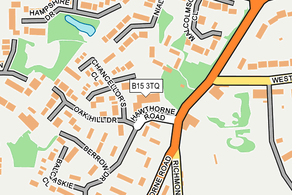 B15 3TQ map - OS OpenMap – Local (Ordnance Survey)