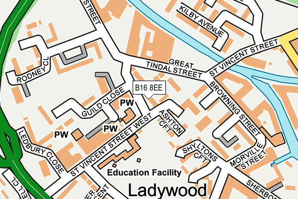 B16 8EE map - OS OpenMap – Local (Ordnance Survey)