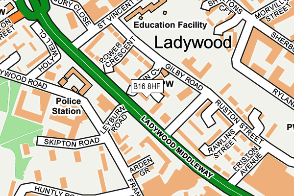 B16 8HF map - OS OpenMap – Local (Ordnance Survey) B16 8HF map - OS OpenMap – Local (Ordnance Survey)