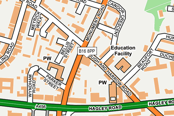 B16 8PP map - OS OpenMap – Local (Ordnance Survey)