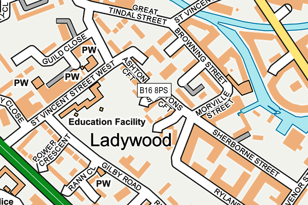 B16 8PS map - OS OpenMap – Local (Ordnance Survey)