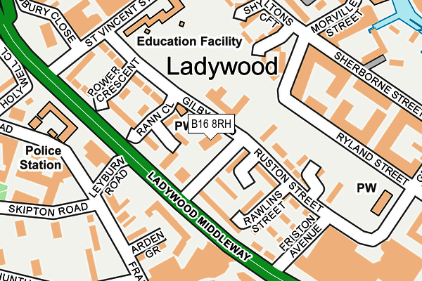B16 8RH map - OS OpenMap – Local (Ordnance Survey)