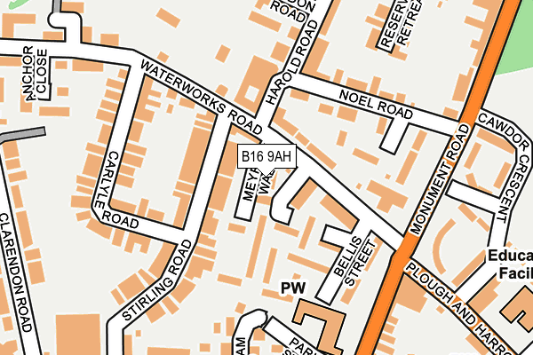 B16 9AH map - OS OpenMap – Local (Ordnance Survey) B16 9AH map - OS OpenMap – Local (Ordnance Survey)