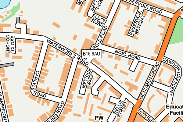 B16 9AU map - OS OpenMap – Local (Ordnance Survey) B16 9AU map - OS OpenMap – Local (Ordnance Survey)