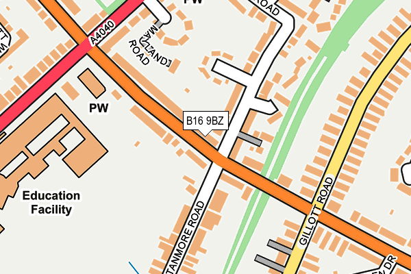 B16 9BZ map - OS OpenMap – Local (Ordnance Survey) B16 9BZ map - OS OpenMap – Local (Ordnance Survey)