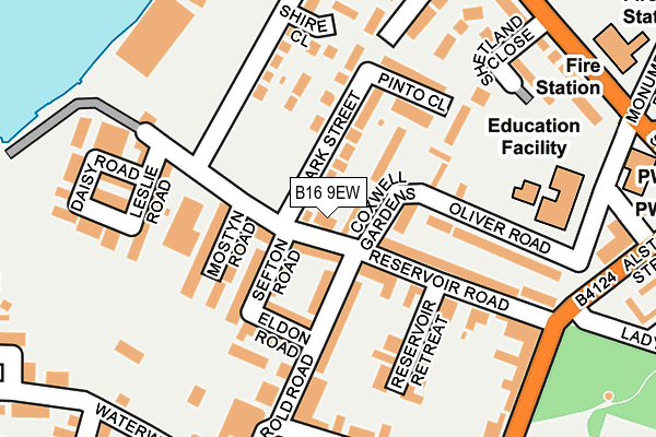 B16 9EW map - OS OpenMap – Local (Ordnance Survey) B16 9EW map - OS OpenMap – Local (Ordnance Survey)