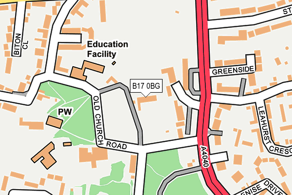 B17 0BG map - OS OpenMap – Local (Ordnance Survey) B17 0BG map - OS OpenMap – Local (Ordnance Survey)