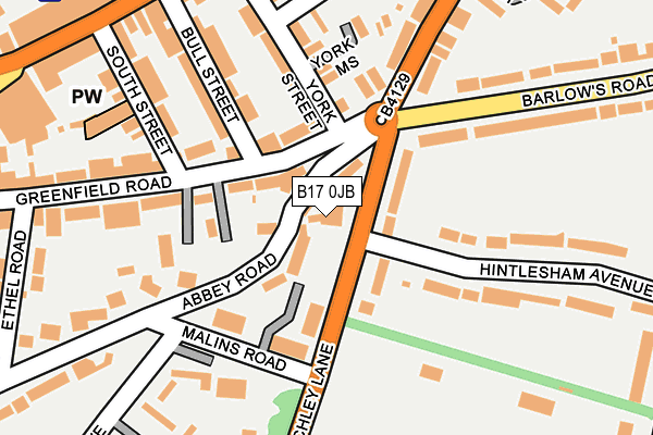 B17 0JB map - OS OpenMap – Local (Ordnance Survey) B17 0JB map - OS OpenMap – Local (Ordnance Survey)
