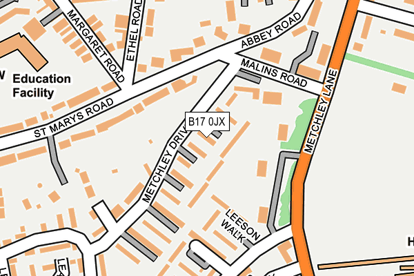 B17 0JX map - OS OpenMap – Local (Ordnance Survey) B17 0JX map - OS OpenMap – Local (Ordnance Survey)