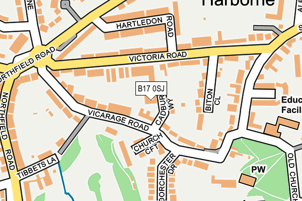 B17 0SJ map - OS OpenMap – Local (Ordnance Survey) B17 0SJ map - OS OpenMap – Local (Ordnance Survey)