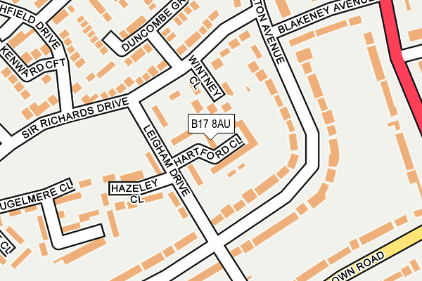 B17 8AU map - OS OpenMap – Local (Ordnance Survey) B17 8AU map - OS OpenMap – Local (Ordnance Survey)