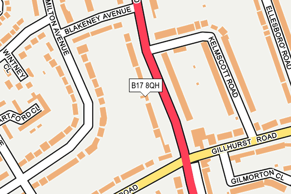 B17 8QH map - OS OpenMap – Local (Ordnance Survey) B17 8QH map - OS OpenMap – Local (Ordnance Survey)