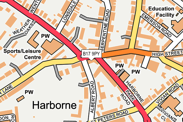 B17 9PY map - OS OpenMap – Local (Ordnance Survey) B17 9PY map - OS OpenMap – Local (Ordnance Survey)