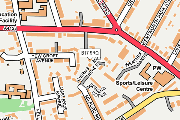 B17 9RQ map - OS OpenMap – Local (Ordnance Survey) B17 9RQ map - OS OpenMap – Local (Ordnance Survey)