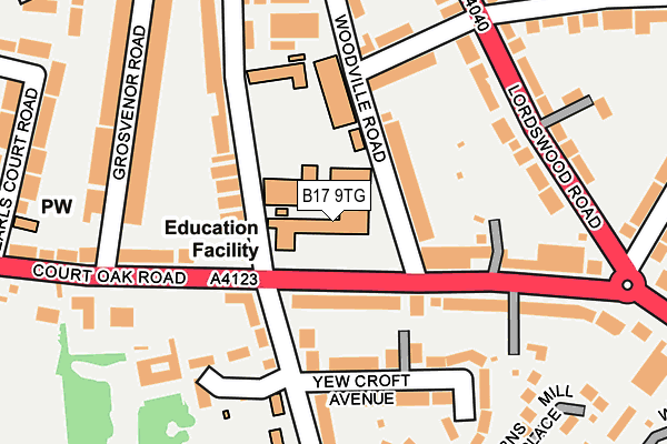 B17 9TG map - OS OpenMap – Local (Ordnance Survey) B17 9TG map - OS OpenMap – Local (Ordnance Survey)