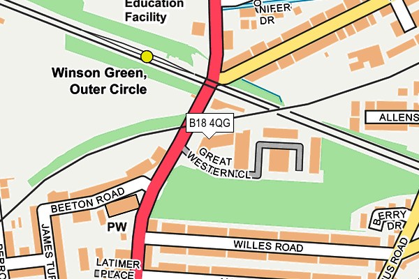 B18 4QG map - OS OpenMap – Local (Ordnance Survey) B18 4QG map - OS OpenMap – Local (Ordnance Survey)