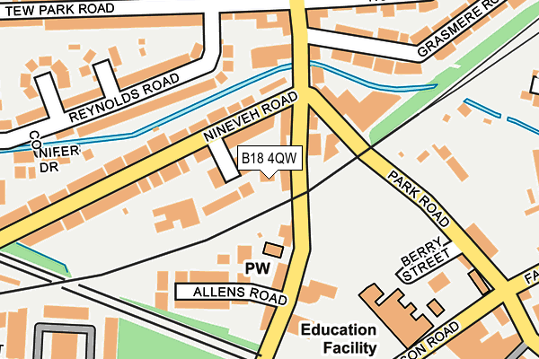 B18 4QW map - OS OpenMap – Local (Ordnance Survey) B18 4QW map - OS OpenMap – Local (Ordnance Survey)