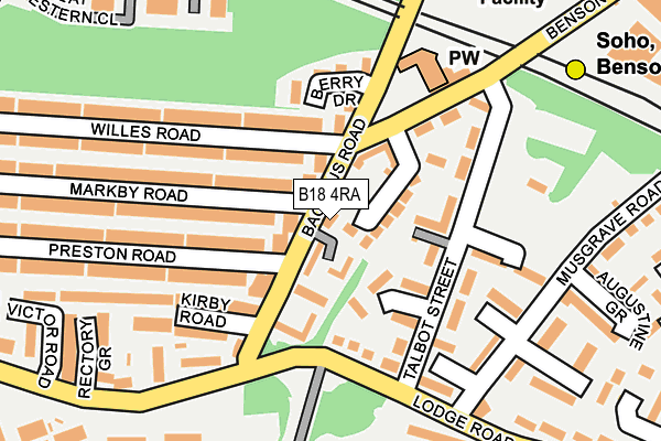 B18 4RA map - OS OpenMap – Local (Ordnance Survey) B18 4RA map - OS OpenMap – Local (Ordnance Survey)