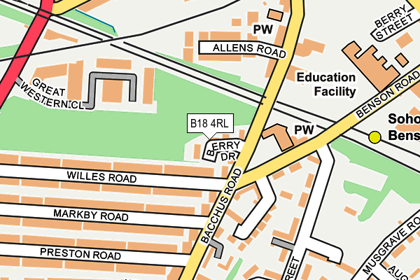 B18 4RL map - OS OpenMap – Local (Ordnance Survey) B18 4RL map - OS OpenMap – Local (Ordnance Survey)