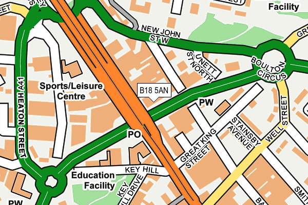 B18 5AN map - OS OpenMap – Local (Ordnance Survey) B18 5AN map - OS OpenMap – Local (Ordnance Survey)