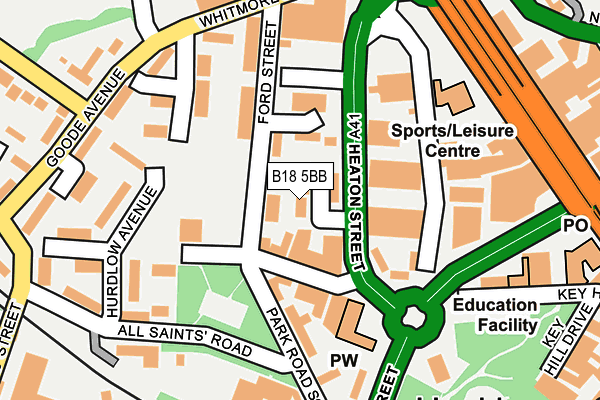 B18 5BB map - OS OpenMap – Local (Ordnance Survey) B18 5BB map - OS OpenMap – Local (Ordnance Survey)