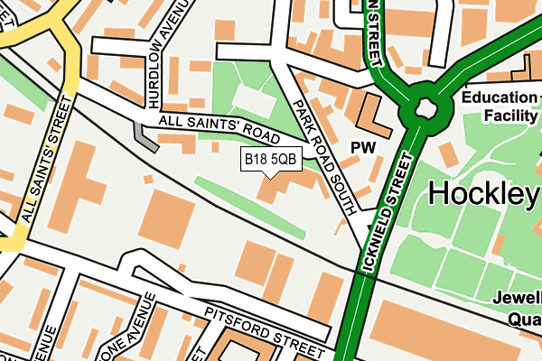 B18 5QB map - OS OpenMap – Local (Ordnance Survey) B18 5QB map - OS OpenMap – Local (Ordnance Survey)